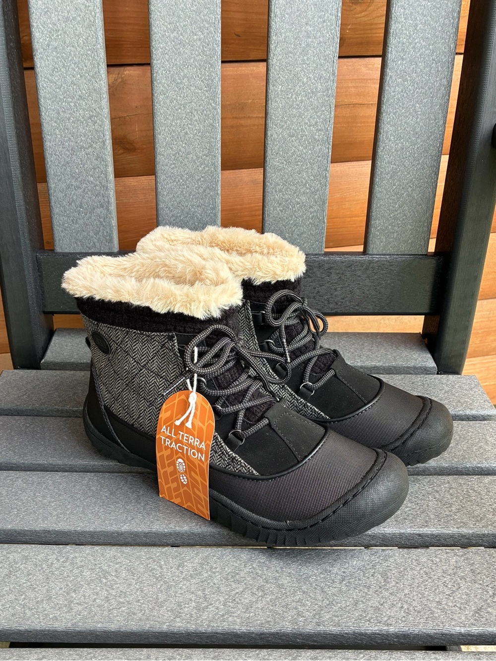 New JBU by Jambu Winter Boots Jane Style Black and Gray Women's 10